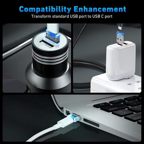 5-Pack USB A Male to Type C Female Adapter, Converter with Blue LED, Compatible with iPhone 15/14 Pro Max, Samsung Galaxy S22 in Kuwait