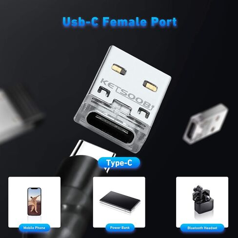 5-Pack USB A Male to Type C Female Adapter, Converter with Blue LED, Compatible with iPhone 15/14 Pro Max, Samsung Galaxy S22 in Kuwait