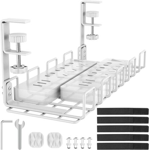 Under Desk Cable Management Tray, L 15.7''W 6.3'' No Drill Steel Desk Cable Organizers, Wire Management Tray Cable Management Rack, Desk Cable Tray Wire Organizer With Desk Cord Organizer in Kuwait