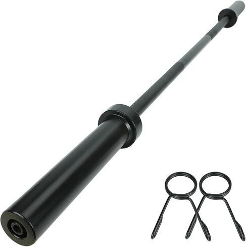 5Ft Barbell Bar 2 inch Hole Olympic Weightlifting Black Solid Bar with 2 Clamps 600lb Capacity for Cross Strength Training Home Gym Equipment in Saudi Arabia