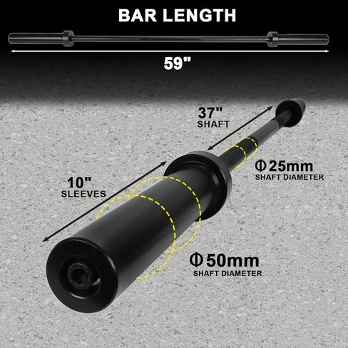 5Ft Barbell Bar 2 inch Hole Olympic Weightlifting Black Solid Bar with 2 Clamps 600lb Capacity for Cross Strength Training Home Gym Equipment in Saudi Arabia