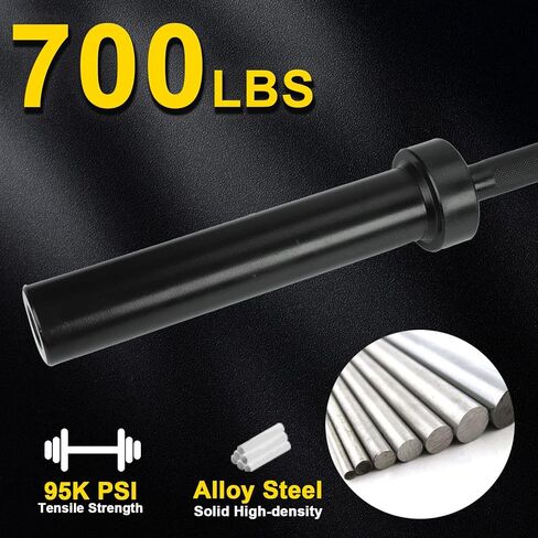 5Ft Barbell Bar 2 inch Hole Olympic Weightlifting Black Solid Bar with 2 Clamps 600lb Capacity for Cross Strength Training Home Gym Equipment in Saudi Arabia