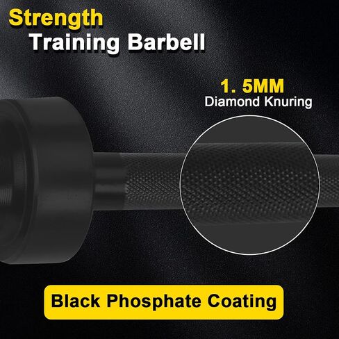 5Ft Barbell Bar 2 inch Hole Olympic Weightlifting Black Solid Bar with 2 Clamps 600lb Capacity for Cross Strength Training Home Gym Equipment in Saudi Arabia