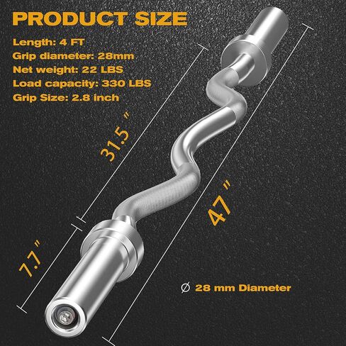 Elevens Olympic Barbell Training Curl Weight Bar 300LBS/330LBS/700LBS /1000LBS/1500LBS سعة، أثقال تمرين من الكروم مناسبة لصالة الألعاب الرياضية المنزلية ورفع الأثقال ودفعات الورك والقرفصاء والطعنات in Kuwait