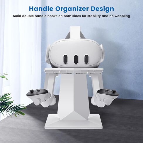 حامل VR متوافق مع Meta Quest 3/Meta Quest 2، وحامل عرض سماعة الرأس، ومحطة تثبيت وحدة التحكم، مع قاعدة أكثر استقرارًا وثقيلة، سهلة التركيب - أبيض in Kuwait