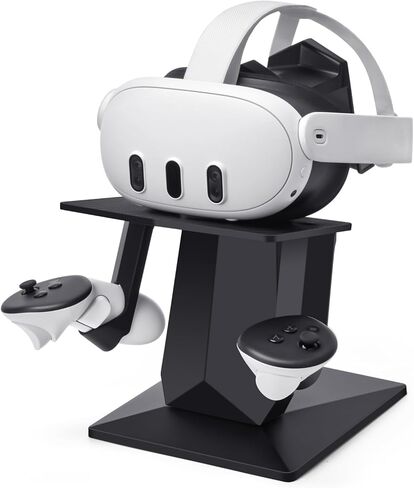 حامل VR متوافق مع Meta Quest 3/Meta Quest 2، وحامل عرض سماعة الرأس، ومحطة تثبيت وحدة التحكم، مع قاعدة أكثر استقرارًا وثقيلة، سهلة التركيب - أبيض in Saudi Arabia