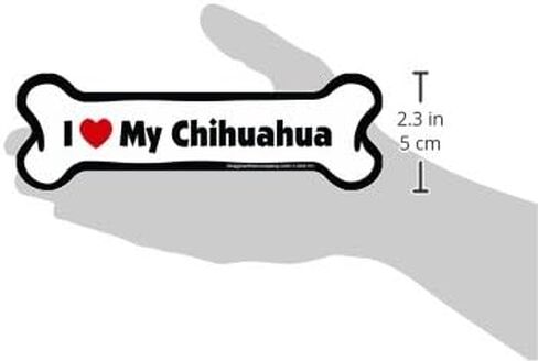 مغناطيس سيارة على شكل عظمة، I Love My Chihuahua، 2 بوصة × 7 بوصة، أبيض in Kuwait