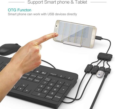 محول TUSITA Micro USB HUB مع الطاقة، 3 منافذ شحن OTG Host كابل محول متوافق مع Raspberry Pi 2 3 Pi Zero Android للهواتف الذكية اللوحية Samsung Galaxy HTC Sony Google LG/Linux in Saudi Arabia