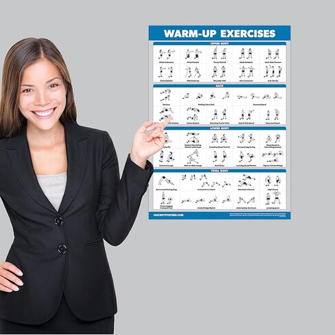 2 Pack - Yoga Block Poses + Warm Ups Exercise Poster Set - Yoga Positions with Blocks Chart - Set of Two Fitness Charts in Saudi Arabia