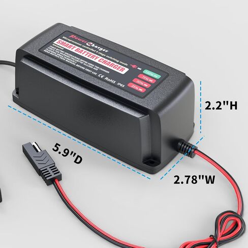 BMK 12V 5A Smart Battery Charger Portable Battery Maintainer with Detachable Alligator Rings Clips Fast Charging Trickle Charger for Car Boat Lawn Mower Marine Sealed Lead Acid Battery in Saudi Arabia