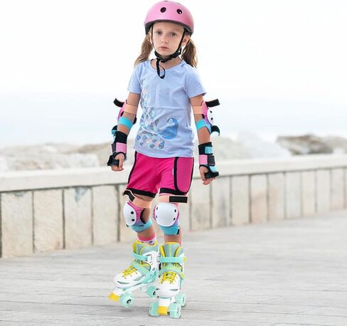 زلاجات دوارة للأولاد والفتيات والأطفال، 4 مقاسات قابلة للتعديل أحذية تزلج دوارة للأطفال الصغار مع إضاءة، جميع العجلات الثمانية من زلاجات الفتيات لامعة، آمنة وممتعة - أفضل هدية عيد ميلاد للرياضات الداخلية والخارجية in Kuwait