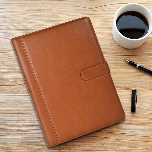 Black Superior Faux Leather Portfolio Resume Folder Legal Pad Conference Clipboard Document Organizer with Signature Pen/Business Card Holder/Letter A4 and Writing Pad/Mobile Phone Storage Pocket in Kuwait