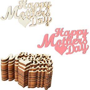 Word Mother Cutout شرائح خشبية غير مكتملة ، زخارف خشبية DIY لديكور عيد الشكر لعيد الأم 10 مساءً