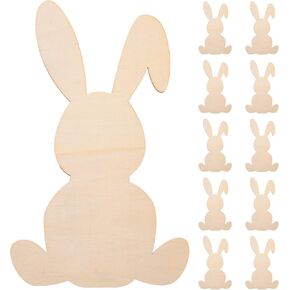 Zerodeko Easter Bunny Rooden Craltouts ، 10pcs unflish devid rabbit stedouts wood rabit slices easter wood brunny rounam
