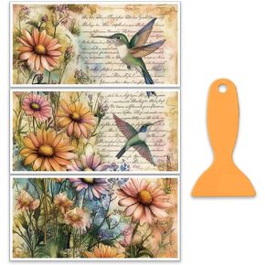 OLYCRAFT 3PCS/مجموعة منازل الطيور فرك على التحويلات للأثاث والحرف 6x12 بوصة الطيور النقل الأثاث ملصق الشارات