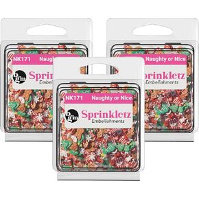 أزرار Galore Sprinkletz Polymer Clay Clay for DIY Slime Add Ins Craft Ebellishments 36 Grams 1500 Packs - Christmas (Merry & Bright)