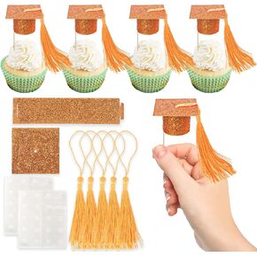 RSSTARXI 24 Pack 2025 تخرج CAPCAKE CUPCAKE مع فئة شرابة حمراء من 2025 تهانينا CAPCAKE CUPCAKE تختار أغطية القبعات لعام 2025 تخرج من كعكة التخرج الأحمر