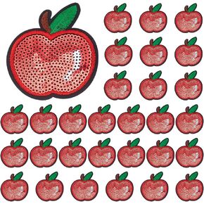 infunly 30pcs تصحيحات ترتر التفاح الأحمر 2.8x2.4 بوصة