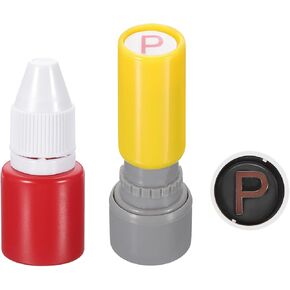طوابع خطاب Patikil طوابع الذات ، الشخصية P 7mm Alphabet Teacher Stamp Stamp Mini Mini Stamp مع حبر إعادة الملء للصف Scrapbooking DIY ، الصفراء الصفراء