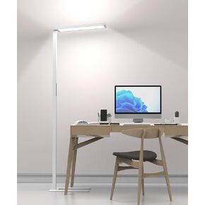 Eye-Care Led Floor Lamp, 79" Tall Office Floor Lamp, 120W Dimmable White Modern Free-Standing lamp, 10400LM Bright Floor Reading Lamp for Study Office Living Room, 4000K Natural Daylight
