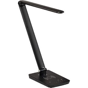 Safco 1001SL Vamp LED Modern ABS Desk Lamp with USB Port and Dimmer Switch, Silver