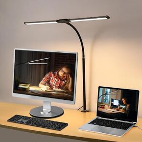 Clip on Desk Lamp Eye-Caring LED Reading Light USB Clamp Lamp with 3 Color Modes 10 Brightness, Adjustable Flexible Gooseneck Table Light for Bed Headboard, Nail, Home Office, Computer