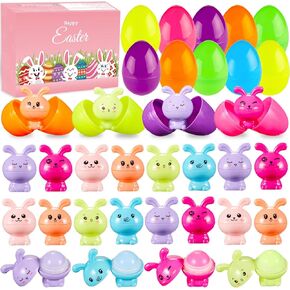 Kederwa 24 Pack Prected Easter Eggs مع Bunny Lipbalm للأطفال ، حشو بيض عيد الفتيات للفتيات مع عيد الفصح عيد الفصح Party Party Party