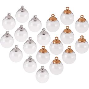 ph pandahall 30 pcs 18mm mini فارغة زجاج زجاجة زجاجة زجاجة زجاجة تمنيات الكرة DIY سحر قلادة مع 30 pcs 8mm cap bails لصنع المجوهرات