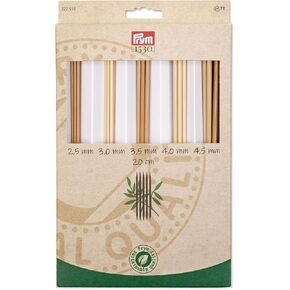 Prym 8" Set, Bamboo, 2.5-4.5mm Double-Pointed Knitting Needles, Natural 25 Count