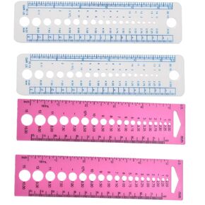4 Pcs Knitting Needle Gauge Ruler Plastic Knitting Needle Sizer Knitting Gauge Sewing Ruler Metric Measuring Tool for Sewing, 2 Colors
