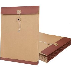 10 PCS A4 Kraft Paper File Bolders With With String and Button Project Project Project Document Documents Protecters Bill Letter Portfolio Pocket for Business Office School