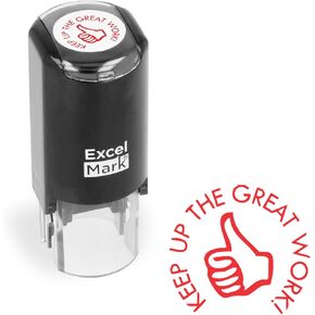 Excelmark Round Teacher Stamp - استمروا في العمل الرائع! - الحبر الأحمر