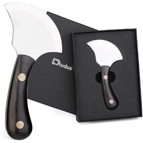 Leather Bevel Head Cutting Knife Black Wooden Handle, Craft Skiving Knife, Leather Working Tools for DIY Leathercraft Forging Cutting