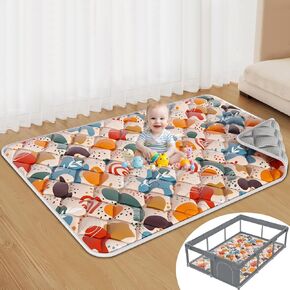 Baby Play Mats for Floor, Foldable 74x50 Playpen Mat, Thicken Cushioning Padding Playmate for Baby and Toddlers Infants, Non-Slip, Machine Washable, Easy to Store