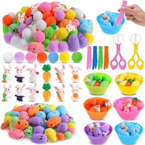 194 PCS Easter Sensory Bin stems Easter Egge Bege Rabbit Corting Conting Sensory Bin Filler Fine Motor Toys Easter Egg Tours for Kids Easter Spring Toyts for Preschool Education Tists