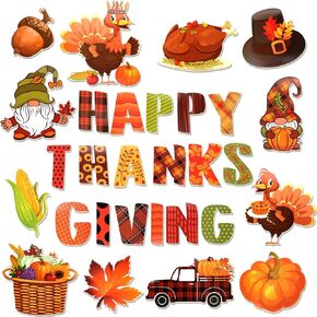 Howaf 41 PCS Happy Happy Shotgiving Bulletin Bulletin Decoration Gnomes Pumpkin Oncee Turkey Cutouts with 50 PCS Glue Point