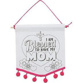 Color Your Own Religious Mother’s Day Pom-Pom Banners - Makes 12 - Sunday School and Craft Kits for Kids