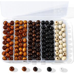 140pcs حبات خشبية كبيرة الحجم للحرف اليدوية ، 5 ألوان خمر الخشب غير مكتم