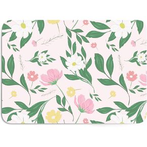 ykw Spring Green Leaves Pad Floral Mouse ، تصميم نمط نباتي طازج وحيوي ، ومواد مطاطية طبيعية ، غير متينة ودائم ، مناسبة لفضاء العمل والاستخدام المنزلي (الزهور الوردية)