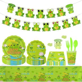 لوازم الحفلات Laventy Frog - 42 PCS Tableloth ، لوحات ، مناديل ، بانر وتزيين احتفالات أعياد الميلاد