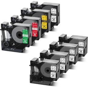 متوافق مع Dymo 18445 18444 18432 1805414 1805416 شريط الفينيل 3/4 1/2 بوصة ، 8-باك