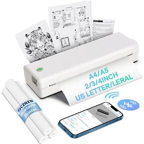 Portable Printer Inkless for Travel Home - Wireless Thermal Printers Bluetooth Compatible with Phone & Laptop & Pad, Bluetooth Small Printer Supports 8.5X11 Inch Letter, A4 A5 Thermal Paper