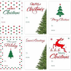 علامات اسم عيد الميلاد الأبيض - ملصقات ذاتية اللصق ، 120 ٪ ، 6 تصاميم ، 3 × 2 بوصة ، مثالية لأختام الظروف والهدية