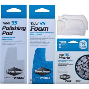 Tidal 35 Filter Maintenance and Replacement Filter Media Kit, Including Aquarium Filter Media Bags (Tidal 35 Polishing Pads, Tidal 35 Foam Filter Sponge, Tidal 35 Matrix Bio Media)
