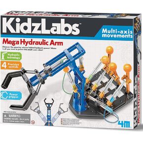 4M: Kidzlabs: Mega Hydraulic Arm - DIY Robotic Water Technology Kit ، 18 "حركات متعددة المحاور ، مجموعة نشاط علوم STEM ، الأطفال الذين تتراوح أعمارهم بين 8+
