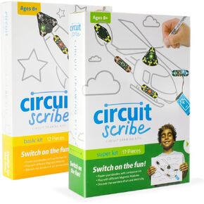 دائرة كاتب الطقم الأساسية و Super Kit Bundle | 2x دائرة رسم أقلام الحبر و 21 وحدات | لعبة التعلم والتعليم STEM لأعمار 8+