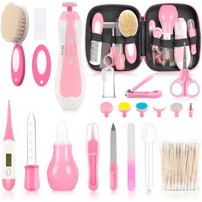 Baby Grooming Kit，Electric Safety Nail Trimmer Baby Nursery Kit，Infant Safety Care Set with Hair Brush Comb Nail Clipper Nasal Aspirator,Baby Essentials Kit for Newborn Girls Boys (22 PC-Blue Kit)