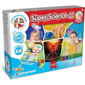 Science4you Super Science Kit مع 150 تجربة علمية - مجموعة علوم للأطفال من عمر 8 سنوات مع مختبر كيمياء ، ألعاب STEM والألعاب للأطفال والفنون والحرف والهدايا لـ 8 9 9 سنوات من الأولاد والبنات