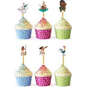 24pcs Island Adventure Cupcake Toppers for Birthday Party Cake Decoration Supplies