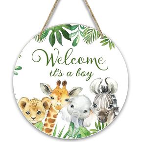BuyCard It's A Girl Baby Door Sign, Gender Reveal Welcome Baby Sign for Front Door Decor, Rustic Wall Art for Farmhouse Porch or Entryway Hanging, Woodland Baby Shower Party Decor